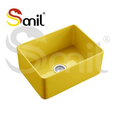 China Without Faucet Factory 24 Inch Yellow Glossy Custom Wash Basin For Kitchen for sale