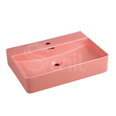 China Sink Bathroom Basin Pink Color Matte Basin Art Hand Wash Smooth Ceramic Basin for sale