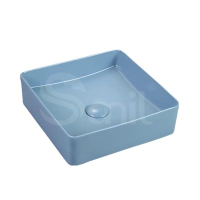 China Square Sink Matte Counter Top Wash Basin Soft Shape Sink Bathroom Vanity Blue CUPC Certification for sale