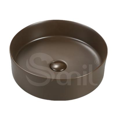 China Brown smooth matte bathroom ceramic bowl bathroom luxury cupc washbasin for sale