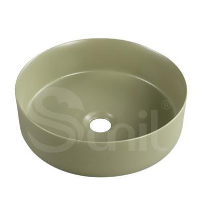 China Olive Green Matte Smooth Wash Basin Bathroom Sink Countertop Ceramic Wash Basin for sale