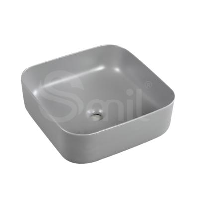 China Modern Wholesale Square Size Ceramic Colorful Bathroom Sinks Counter Top Wash Indoor Hand Basin for sale