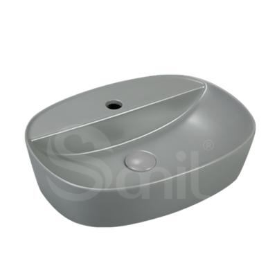 China Good Price Decorative New Model Smooth Basin Oval Size Ceramic Bathroom Basin Over Counter Wash Hand Color Basin for sale