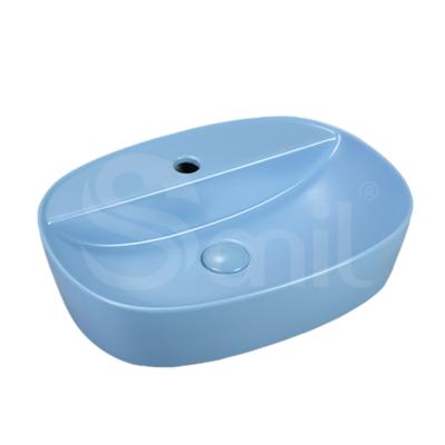 China Smooth Modern Style CUPC Certified Oval Height Ceramic Bathroom Basin Above Counter Wash Basin for sale