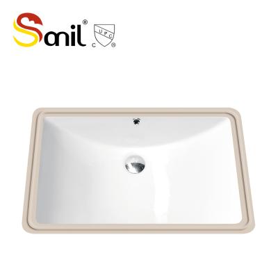 China Smooth White Shallow Basin Ceramic Bathroom Under Counter Basin Single Bowl for sale