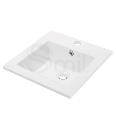 China Smooth Rectangular Glossy White Slim Apartment Basin Ceramic Edge Cabinet Hand Basin for sale