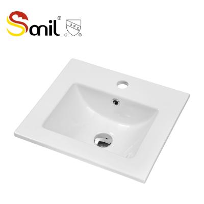 China Smooth White Glossy Deep Single Ceramic Bathroom Bowl Edge Cabinet Slim Basins for sale