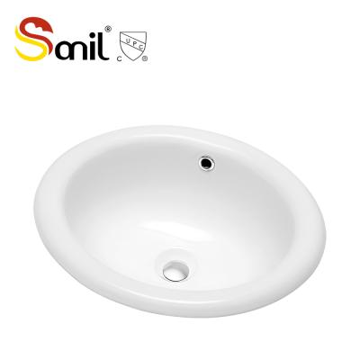 China Sleek Factory Direct CUPC Certified Oval Drop In Basin Small Hand Bathroom Sink for sale