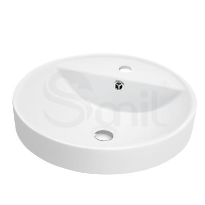 China Smooth White Ceramic Hand Bowl Wash Bathroom Sink Oval Glossy Drop In Basin for sale