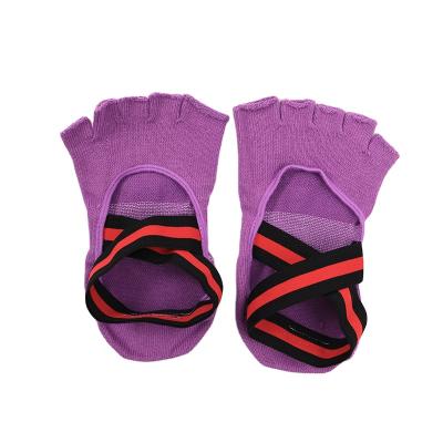 China Custom Breathable Women Anti Slip Five Finger Pilates Yoga Socks With Grips Non Slip Yoga Socks Yoga Grip Socks for sale