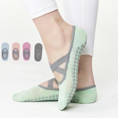 China Breathable Custom Women Anti Slip Yoga Socks Barre Socks With Straps Ballet Dance Socks For Yoga Pilates for sale