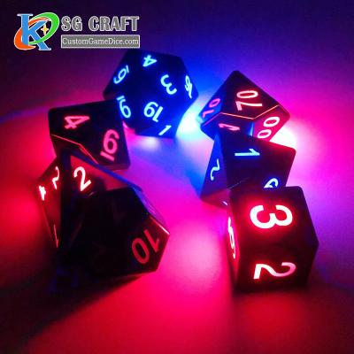 China Wholesale DND Panel Button Battery Polyhedral Game Dice With Halloween Led Light Up Dice Led Dice For Birthday Decoration for sale