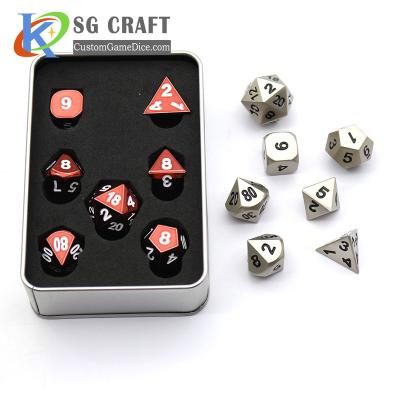 China DND RPG Game/Sex Game/Casino/Lovers/Adult Dungeons and Dragons Metal Custom Dies Set Mini RPG 5mm Metallic Engraved D20 Dungeon and Polyhedral Dragon DND Metal Dies Set for sale