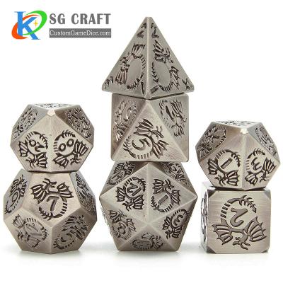 China Custom Dragon Practice Dice Metal Convenient Dice Set High Quality Red Aluminum Sip Antique With Factory Price Backgammon Precision Dice for sale