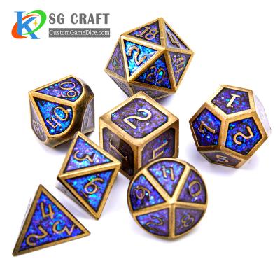 China DND Game Dice Customized Boardgames Leather Gold Plated Dice Tray Dice Game Pack Eight Sided Dice. for sale