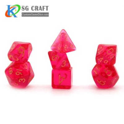 China DND Games with Red Transparent RPG/DND Role Playing Game Dies Set, 7pcs Custom Acrylic Dies Set D4-D20 No MOQ for sale