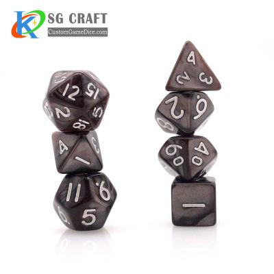 China DND Games with Black White Swirl RPG/DND Role Playing Game Dies Set, 7pcs Custom Acrylic Dies Set D4-D20 No MOQ for sale