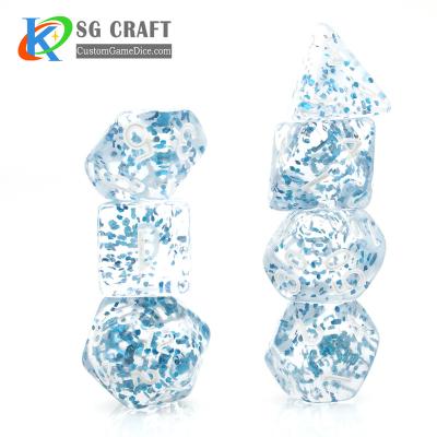 China DND Games with Blue Glitter RPG/DND Role Playing Game Dies Set, 7pcs Custom Acrylic Dies Set D4-D20 No MOQ for sale