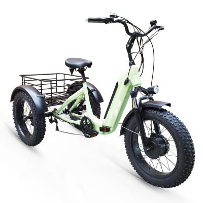 China 48V 500W 20 Inch Aluminum Alloy Folding Tricycle Cargo Bike Electric Bicycle 3 Wheel Electric Fat Tire For Adults for sale