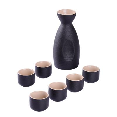 China Traditional Low Price Guaranteed Quality Black Pottery Japanese Style Wine Gift Set for sale