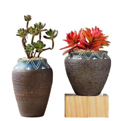 China Contemporary Breathable Sandstone Succulent Large Caliber Retro Flower Pot Flower Pot for sale