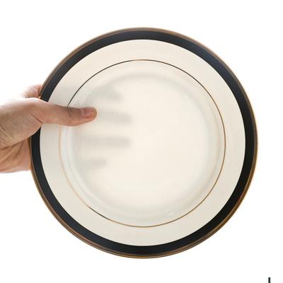 China Guaranteed Luxury Gold Viable Rim White Ceramic Tableware Plate Quality Appropriate Prices for sale