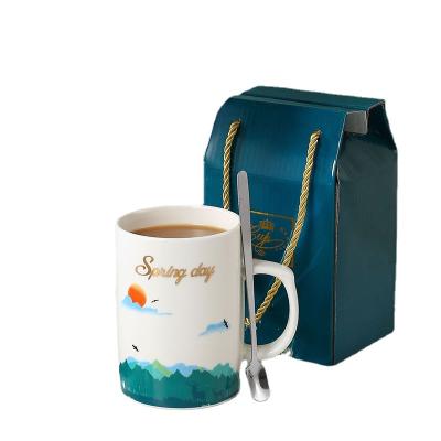 China Sustainable Mug With Spoon Gift Box Set , Four Seasons Creative Gift Personalized Mug for sale