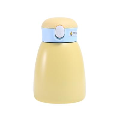 China Custom High Quality Viable Female Cute Large Belly Vacuum Flask Stainless Steel Cup With Straw for sale