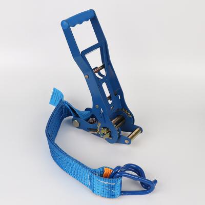 China Black Coated Nylon Premium Strap Steel Flatbed Cargo Lashing Belt Winder Strap Truck for sale