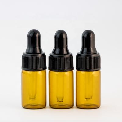 China Personal Care 2ml 3ml 4ml 5ml Small Amber Dropper Bottle Cosmetic Essential Oil Sample Dropper Glass Bottle for sale