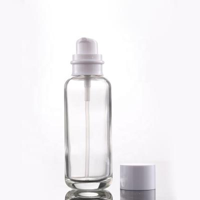 China Personal Care Empty Frosted Glass Facial Lotion Cosmetic Bottle Cream Bottle With Lotion Pump for sale