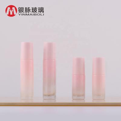 China Personal Care 10ml Thick Rollerball Bottle Pink Gradient Rollerball Bottle Stainless Steel Thick Roll On Perfume Bottle for sale