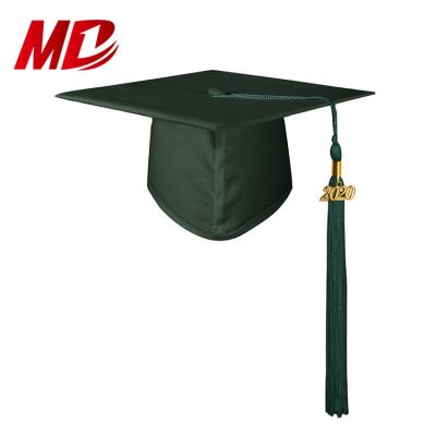 China Adult Forest Green Matte Graduation School Cap and Tassel for sale