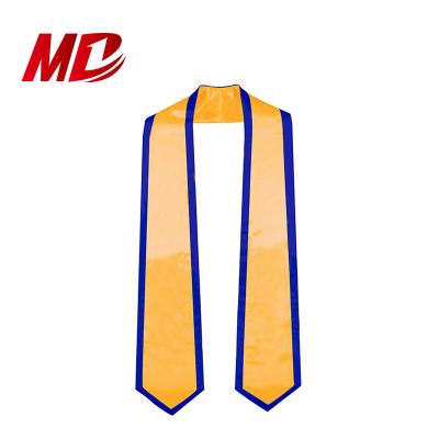 China Gold School Stole With Royal Trim Customized Printing Or Embroidery College Satin Graduation Stole Sash for sale