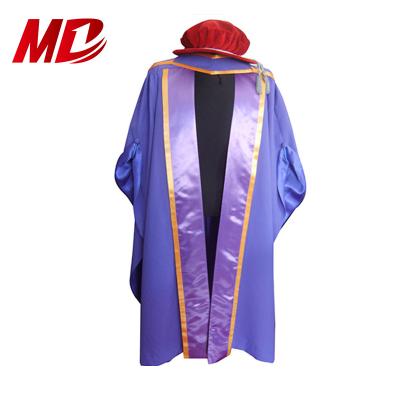 China Dark Adult Graduation Caps and Gowns Plus Size Academic Gown Doctoral Student Graduation Academic Gown and Hat Pleats with Cape for sale