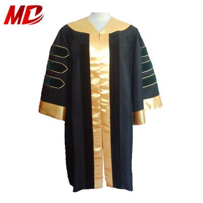 China Adult African Black Panel Trim Gold Dress Graduation Gown Black School Dresses Graduation Dresses for sale