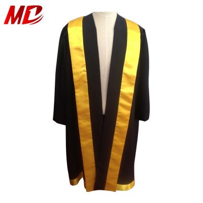 China Black with Gold Fillet/Ribbon Custom Chancellor Gown Black with Gold Fillet/Ribbon Custom Chancellor Gown for sale