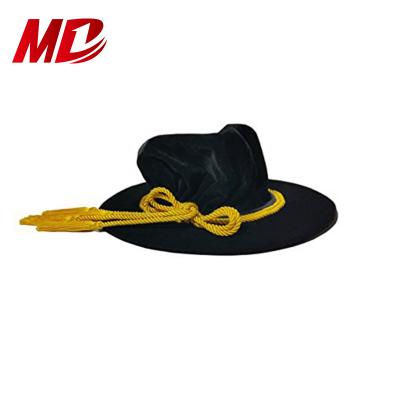 China Tam Decoration Doctoral Graduation Black Velvet School Hat With Gold Tassel for sale