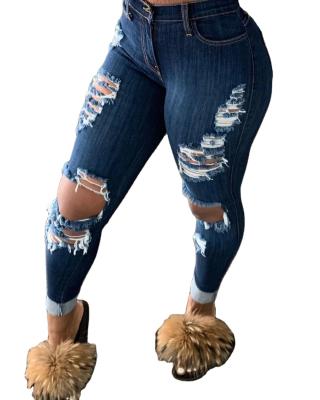 China 2021 New Breathable Wholesale Women Casual Jeans Denim Pants Best Quality Ladies Ripped High Waist Skinny Jeans for sale