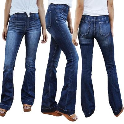 China Sustainable Women's Washed Rocket Stretch Denim Elastic Boot Cut Jeans for sale