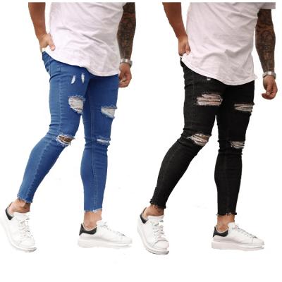 China Wholesale Fashion Mens Breathable Biker Ripped Elastic Skinny Jeans Slim Fit Ripped Stretch Cropped Jeans for sale