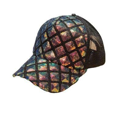 China breathable & Fashionable sequins wild net hats waterproof women's hats, Sun-shield, net red models, bright Korean baseball caps for sale