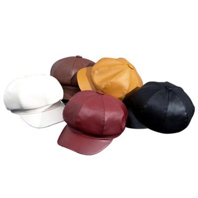 China COMMON hat female spring and Autumn British Leather Octagonal Hat Korean Printmaker hat Japanese beret for sale