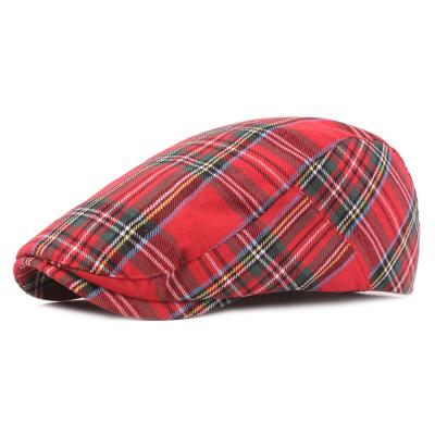 China 2021 Picture Check Striped Beret British Pattern Hat Men's Casual Cloth Fashion Hat for sale