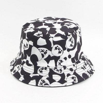 China New Basin Hiphop Panda Pattern Printing Fisherman Hat Outdoor Activities Summer Double-Sided Hat Outdoor Sun Hat for sale