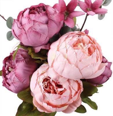 China Vintage Environmental Artificial Peony Flower Silk Flower Bouquet Wedding Home Decoration, Pack of 1 for sale