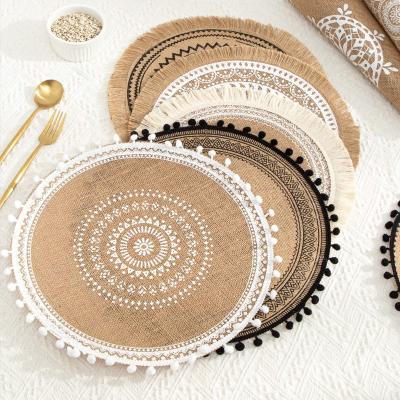 China INS Decorative Anti-Slip Warm Style Simple Handwoven Restaurant Place Mat Cotton And Decoration Linen Shooting Props Vase Place Mats For Dining Table for sale