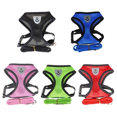 China Breathable Mesh Small Dog Pet Harness Quick Release And Leash Set Puppy Pet Lead Leash for sale