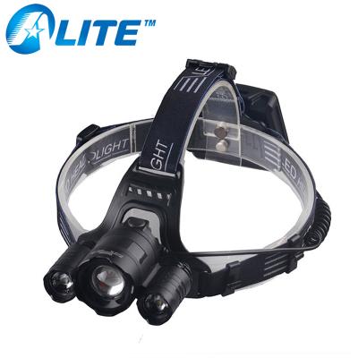 China Powerful Head Camping Zoom Lamp XML T6 3LED AA Battery LED Headlight for sale