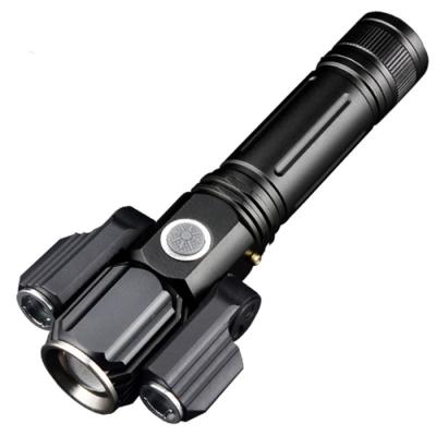 China 3 Led Ultra Bright 3 Head LED Flexible Handheld Travel Flashlight USB Rechargeable 1000 Lumens Bike Front Torch for sale